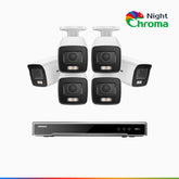 NightChroma<sup>TM</sup> NCK800 – 4K 8 Channel 6 Cameras PoE Security System, f/1.0 Super Aperture, Color Night Vision, 2CH 4K Decoding Capability, Human & Vehicle Detection, Intelligent Behavior Analysis, Built-in Mic, 124° FoV , All-Metal Housing